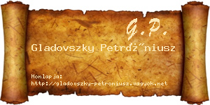 Gladovszky Petróniusz névjegykártya